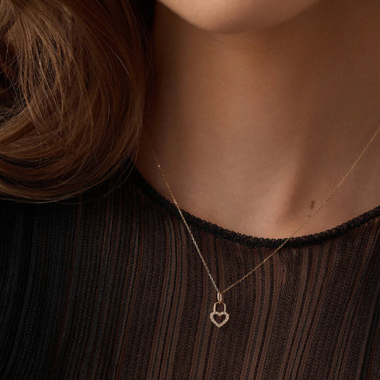 Pave Heart Padlock Necklace
