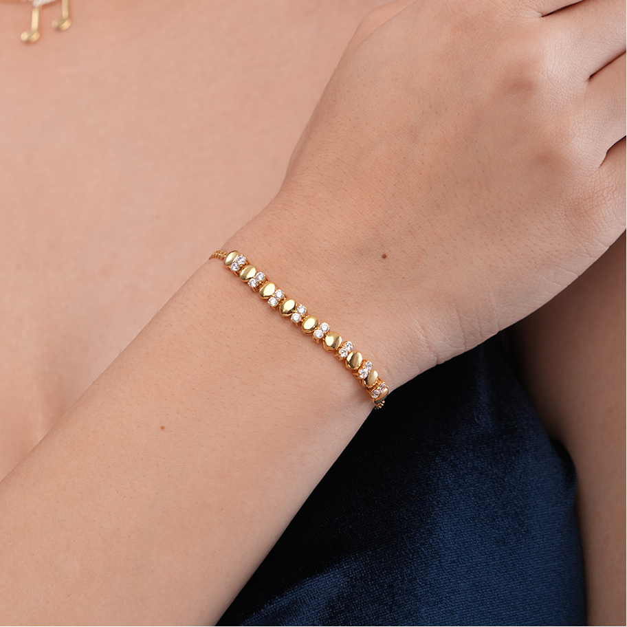 Modern Silver Disc Bracelet - KYMEE