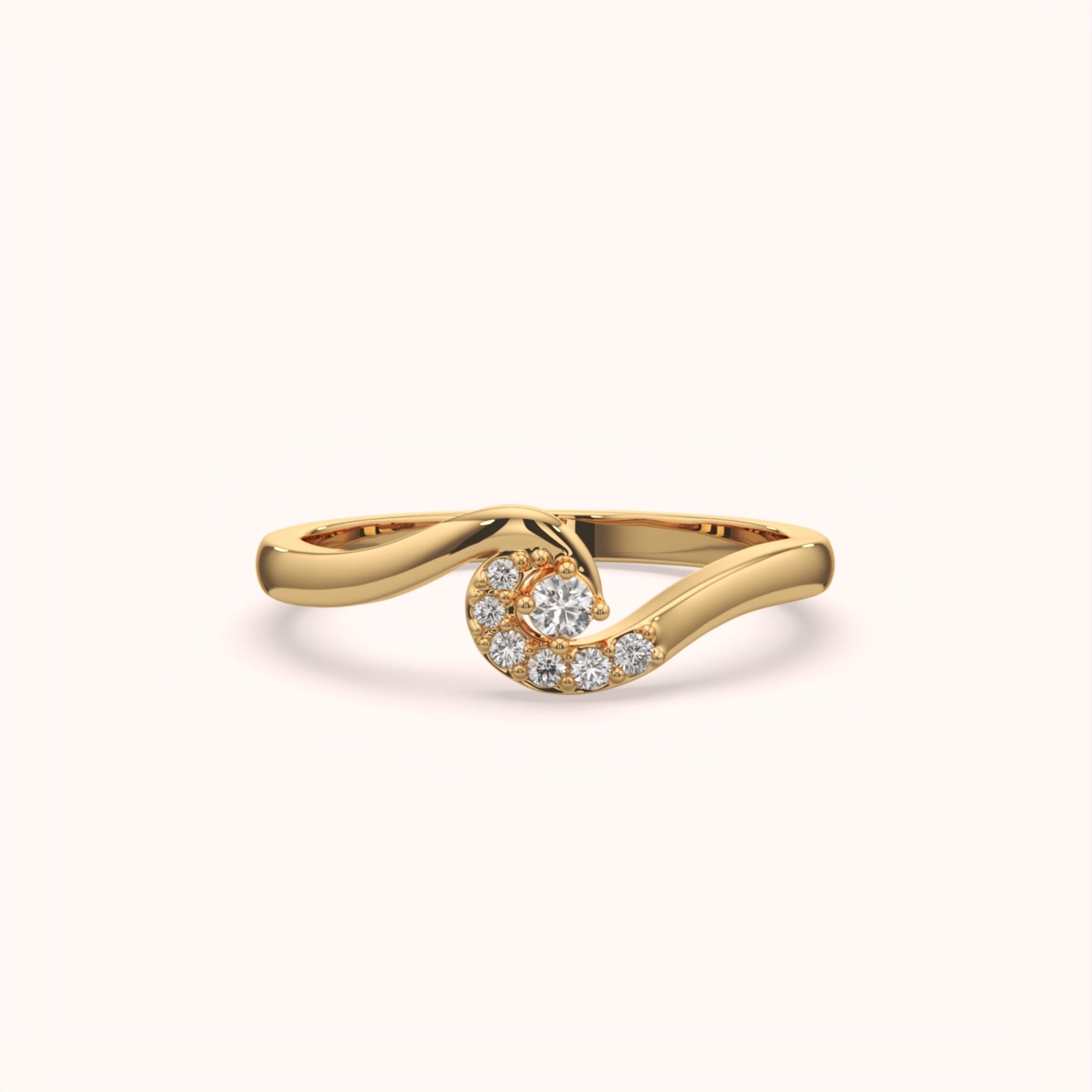 Wave Shape Diamond Ring - KYMEE