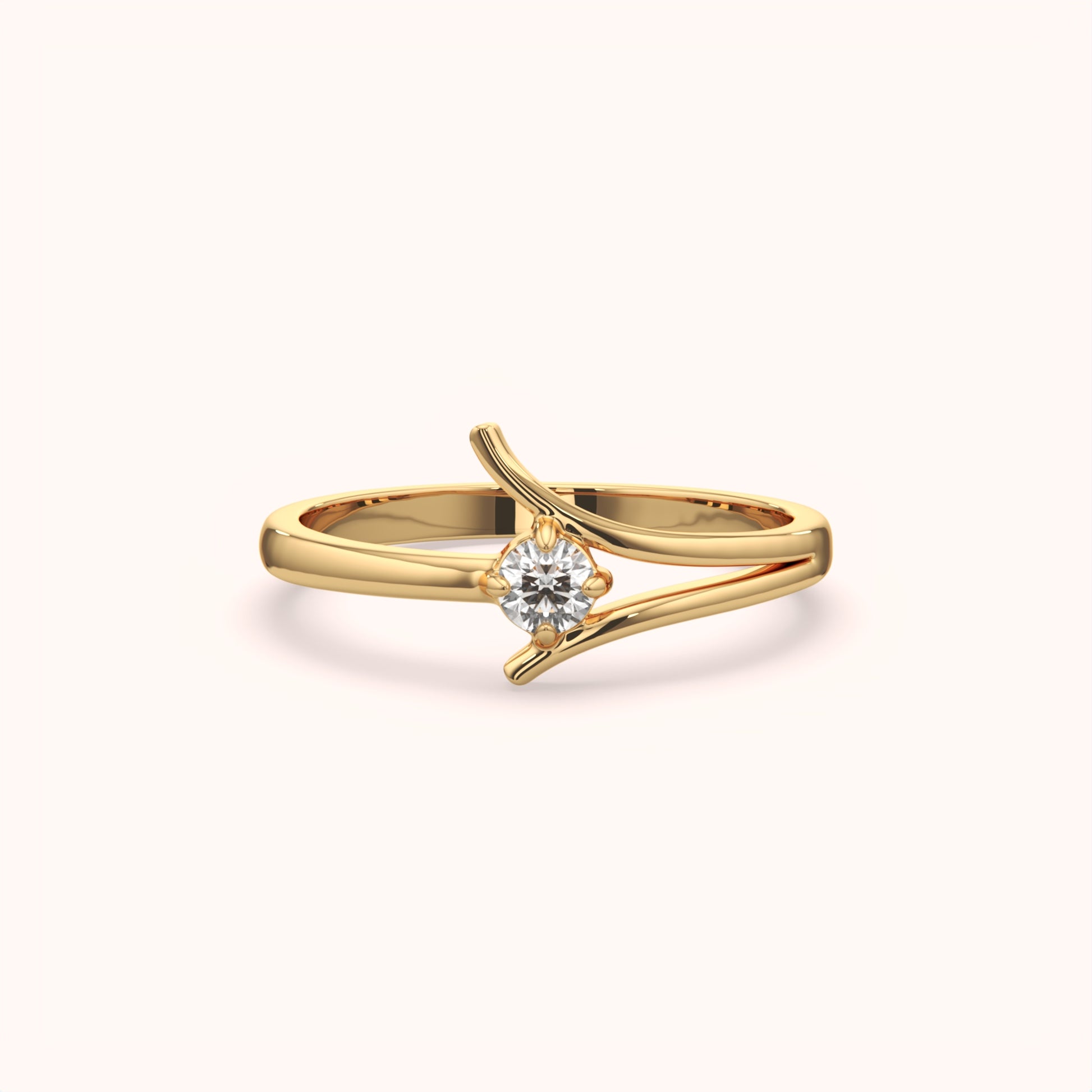 Solitaire Ring - Whisper Curve Design - KYMEE
