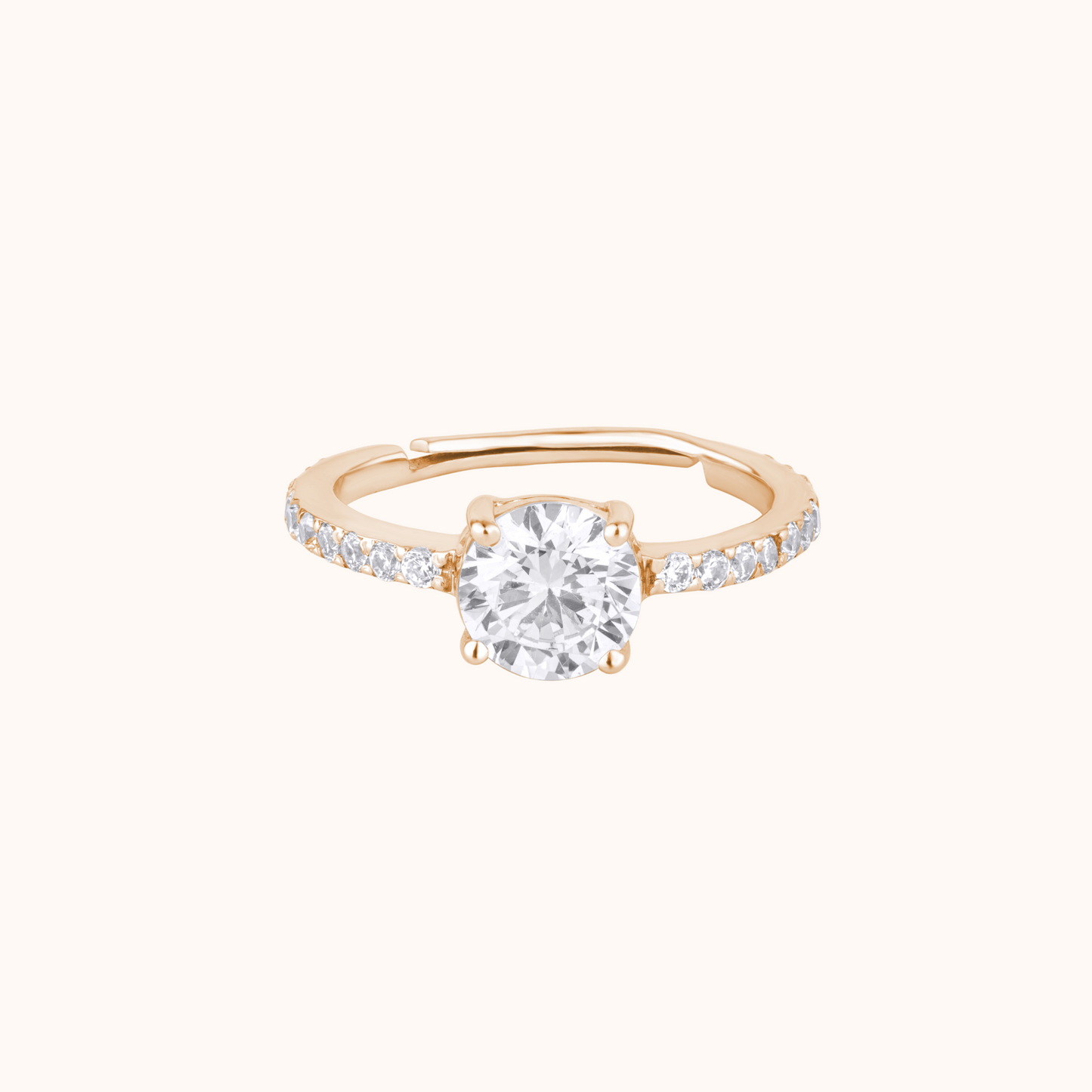 Solitaire Diamond Ring with Pavé Band