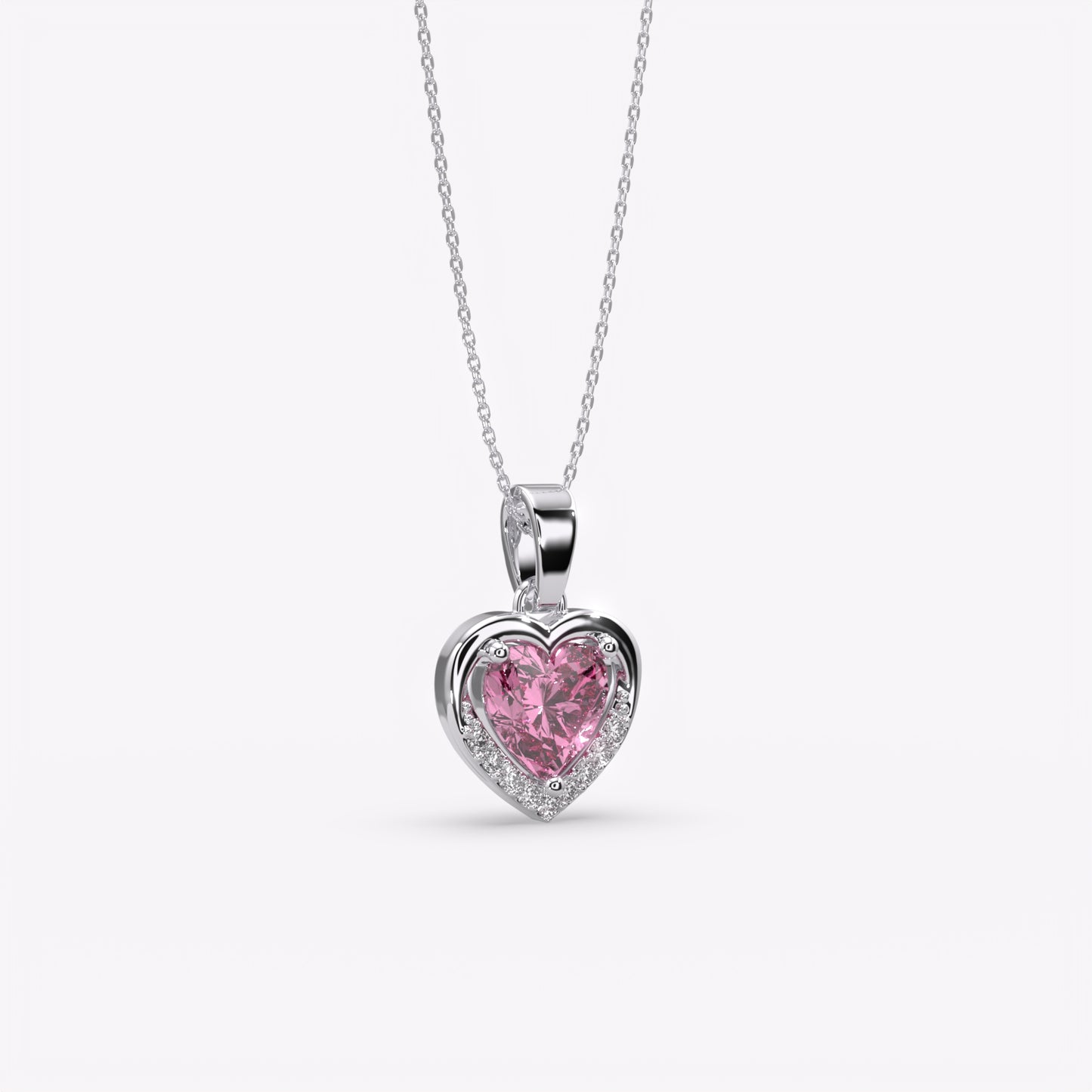 Pink Aura Silver Heart Pendant