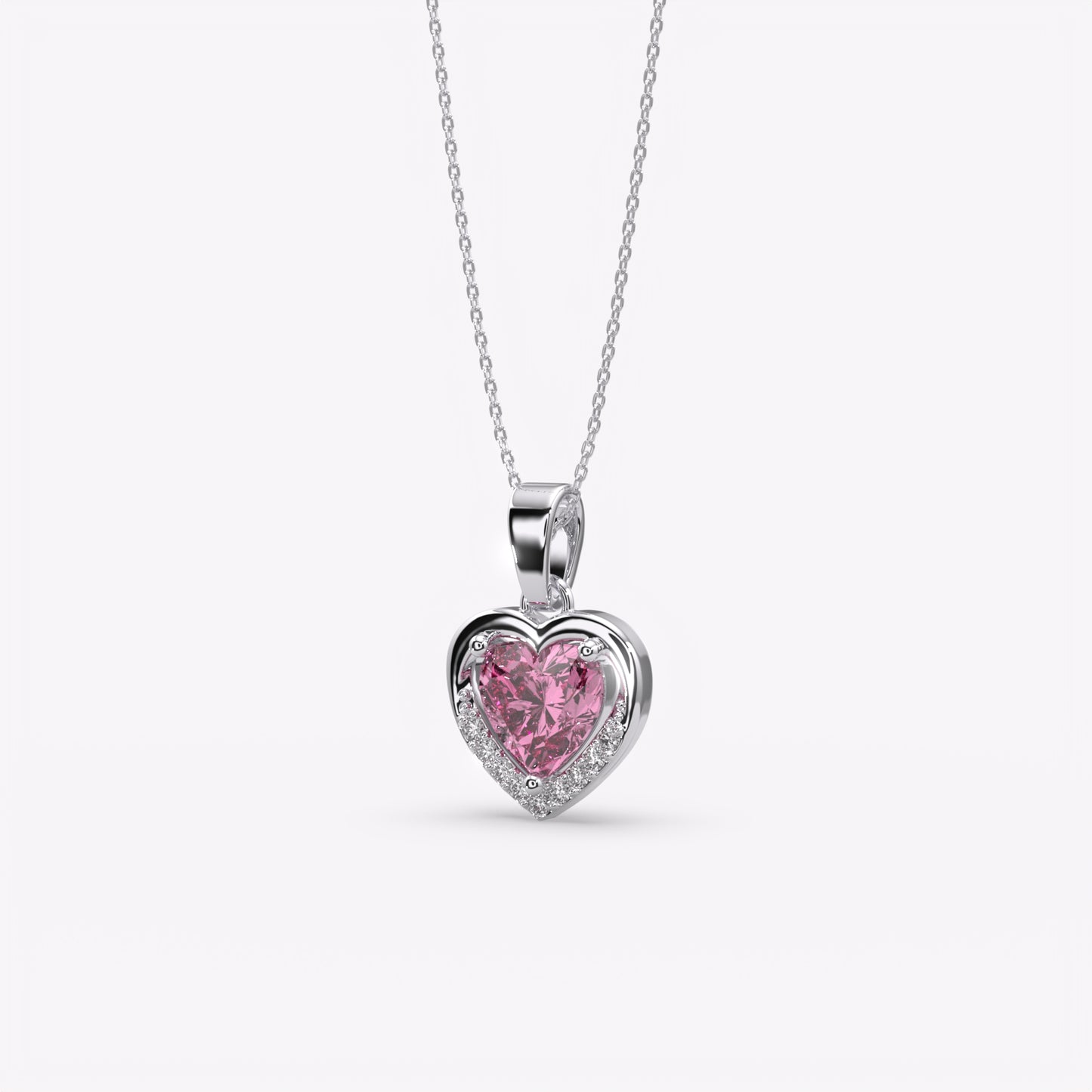 Pink Aura Silver Heart Pendant