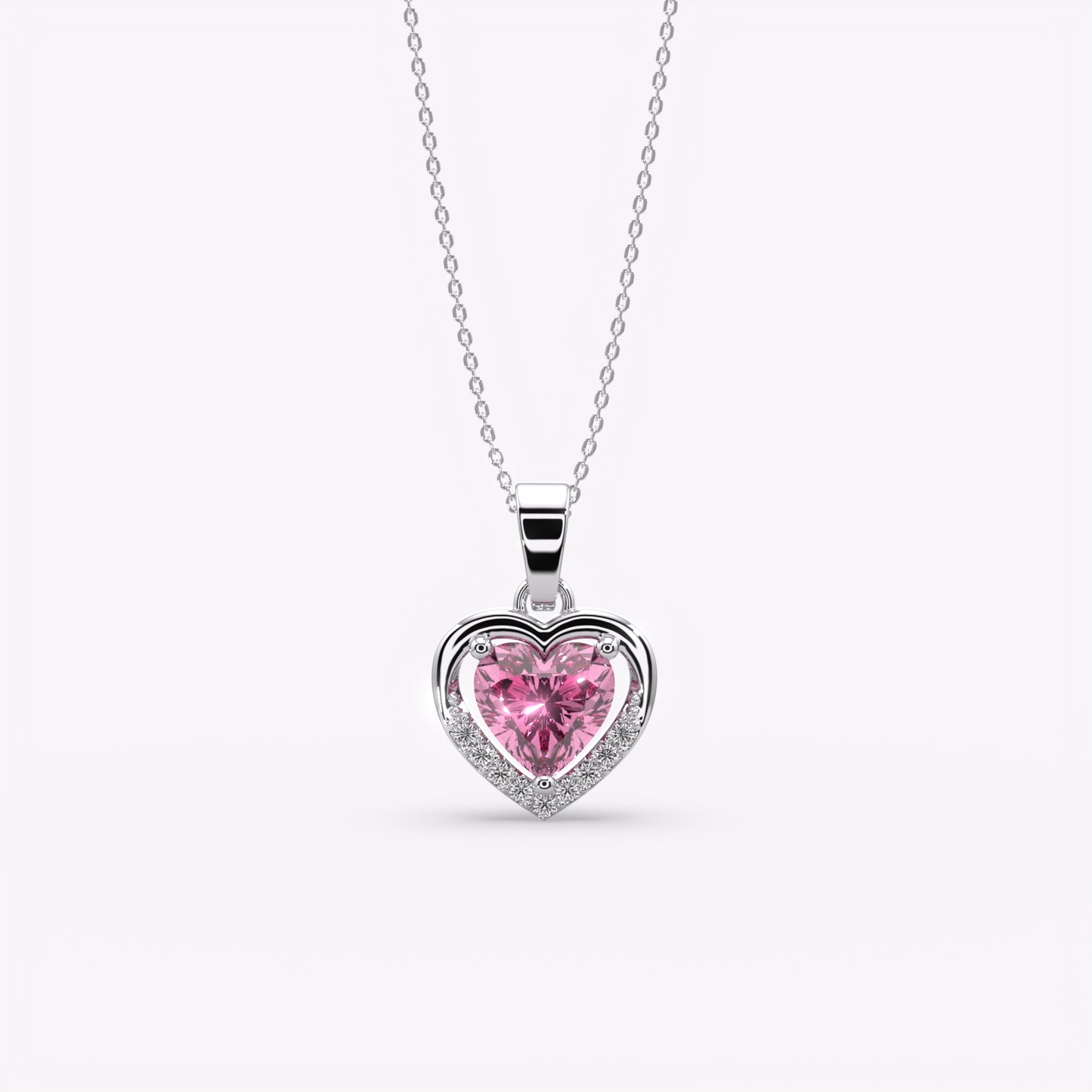 Pink Aura Silver Heart Pendant