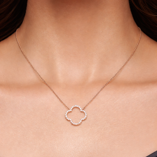 Open Clover Pave Necklace