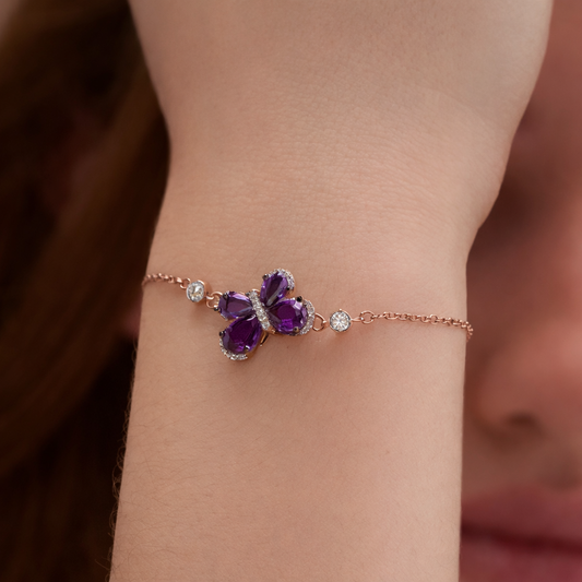 Purple Crystal Butterfly Bracelet