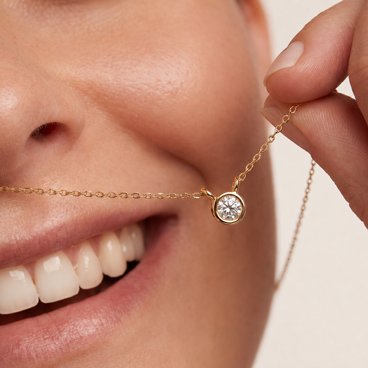Bezel Solitaire Pendant Necklace