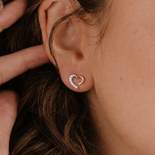 Open Heart Pave Stud Earrings