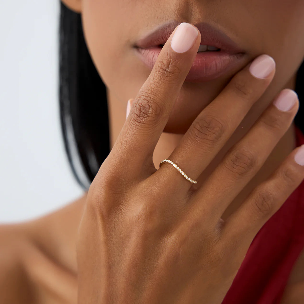 Moissanite Wishbone Curved Ring