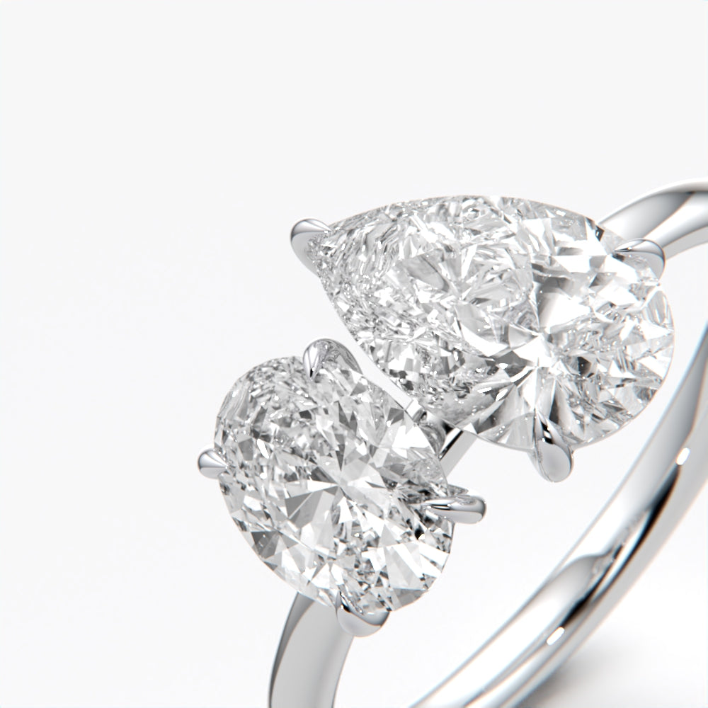 Pear & Oval Diamond Toi et Moi Ring