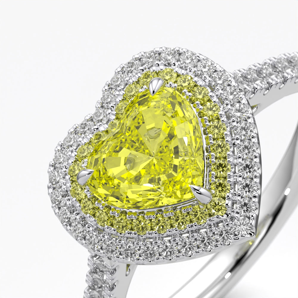 Yellow Heart Halo Ring