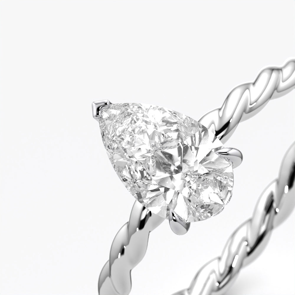 Twisted Pear Diamond Ring