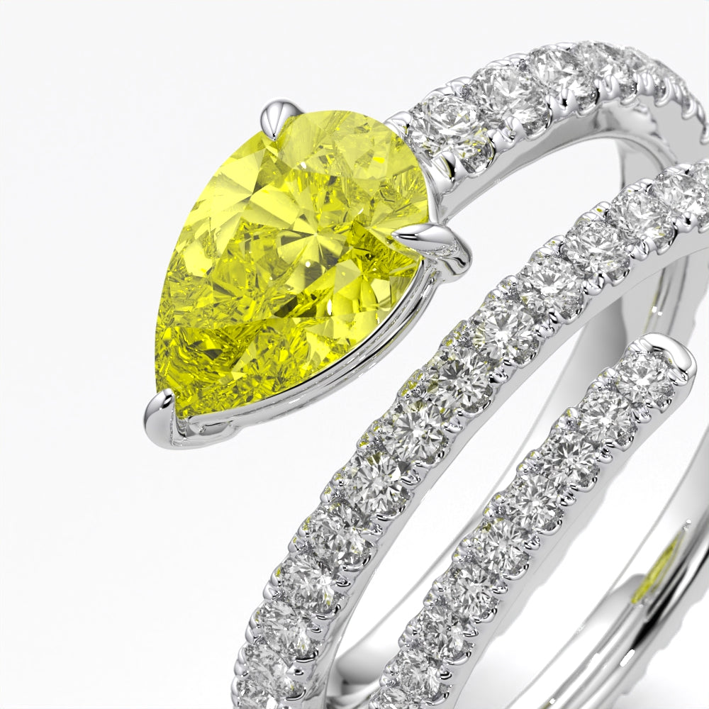 Pear Yellow Diamond Ring