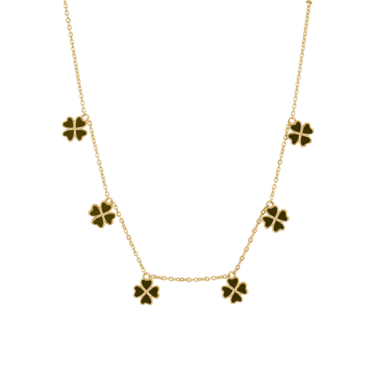 Green Enamel Clover Necklace