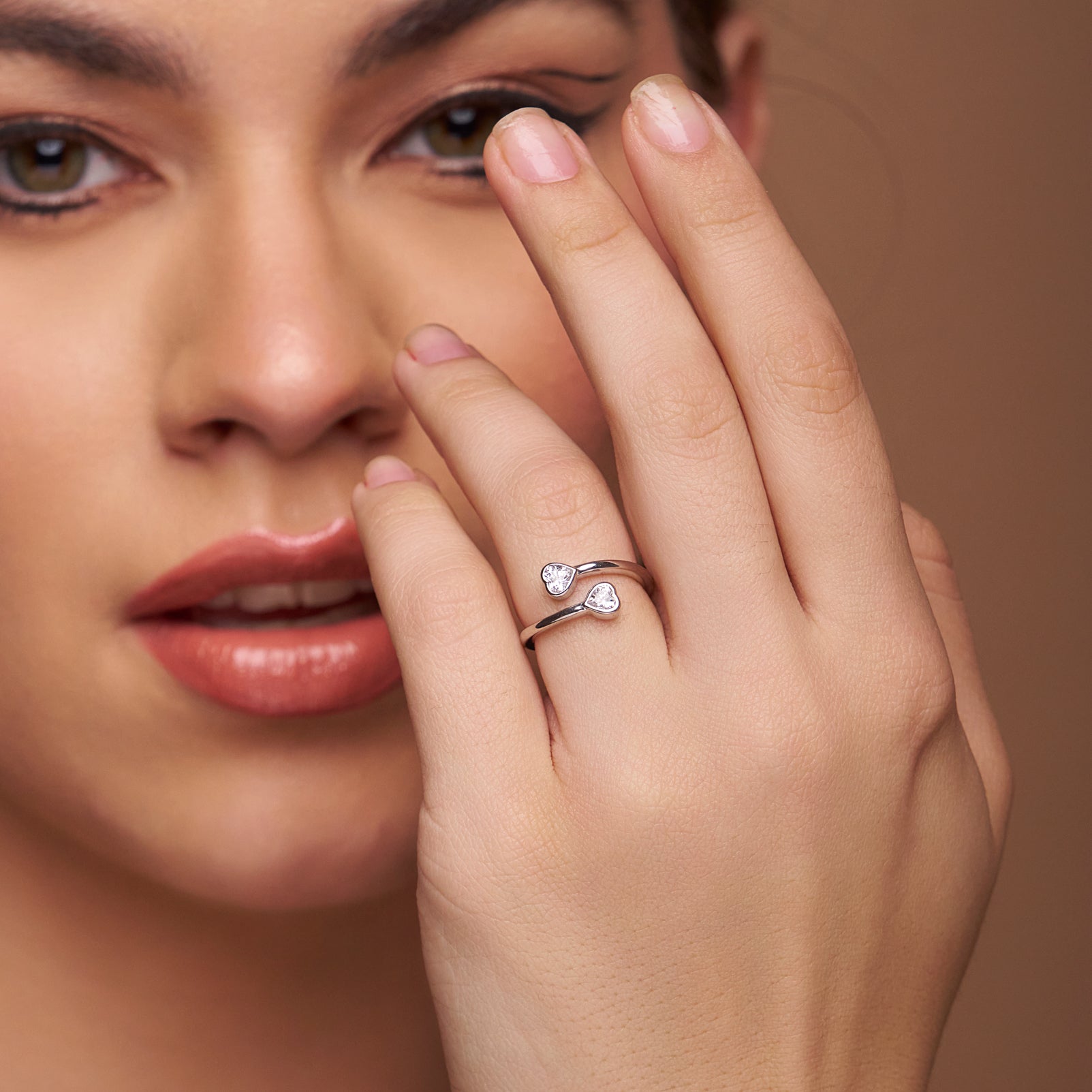 Double Heart Diamond Ring - KYMEE