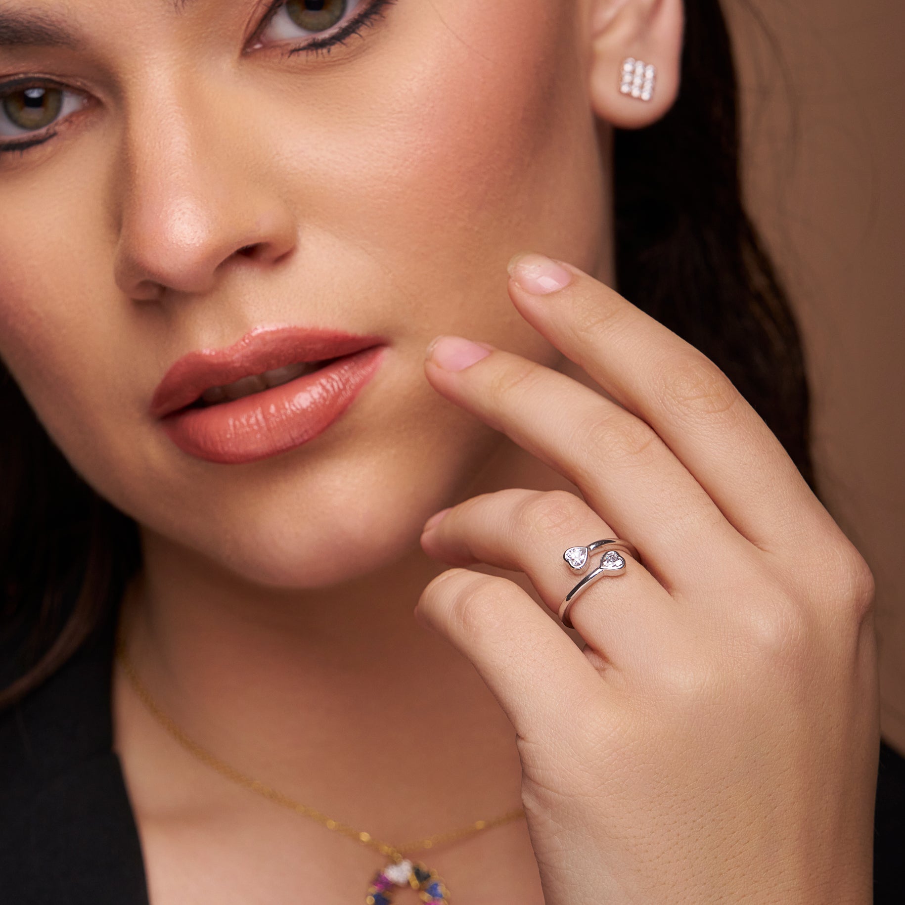Double Heart Diamond Ring - KYMEE