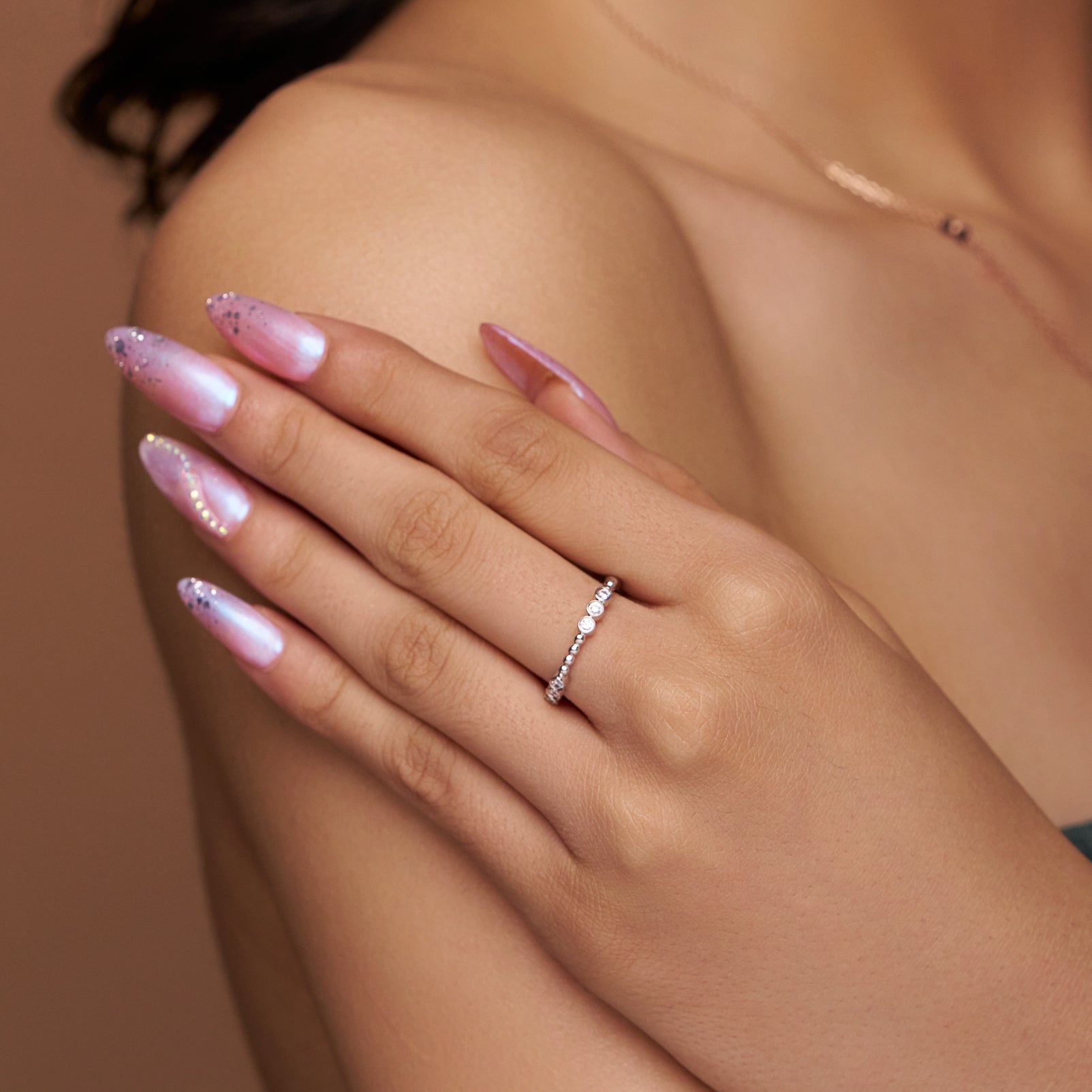 Delicate Beaded Diamond Ring - KYMEE