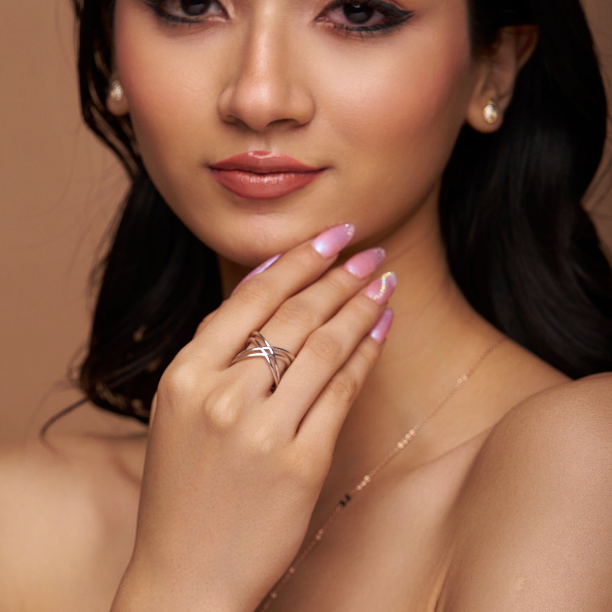 Unique Cross X Design Silver Ring - KYMEE