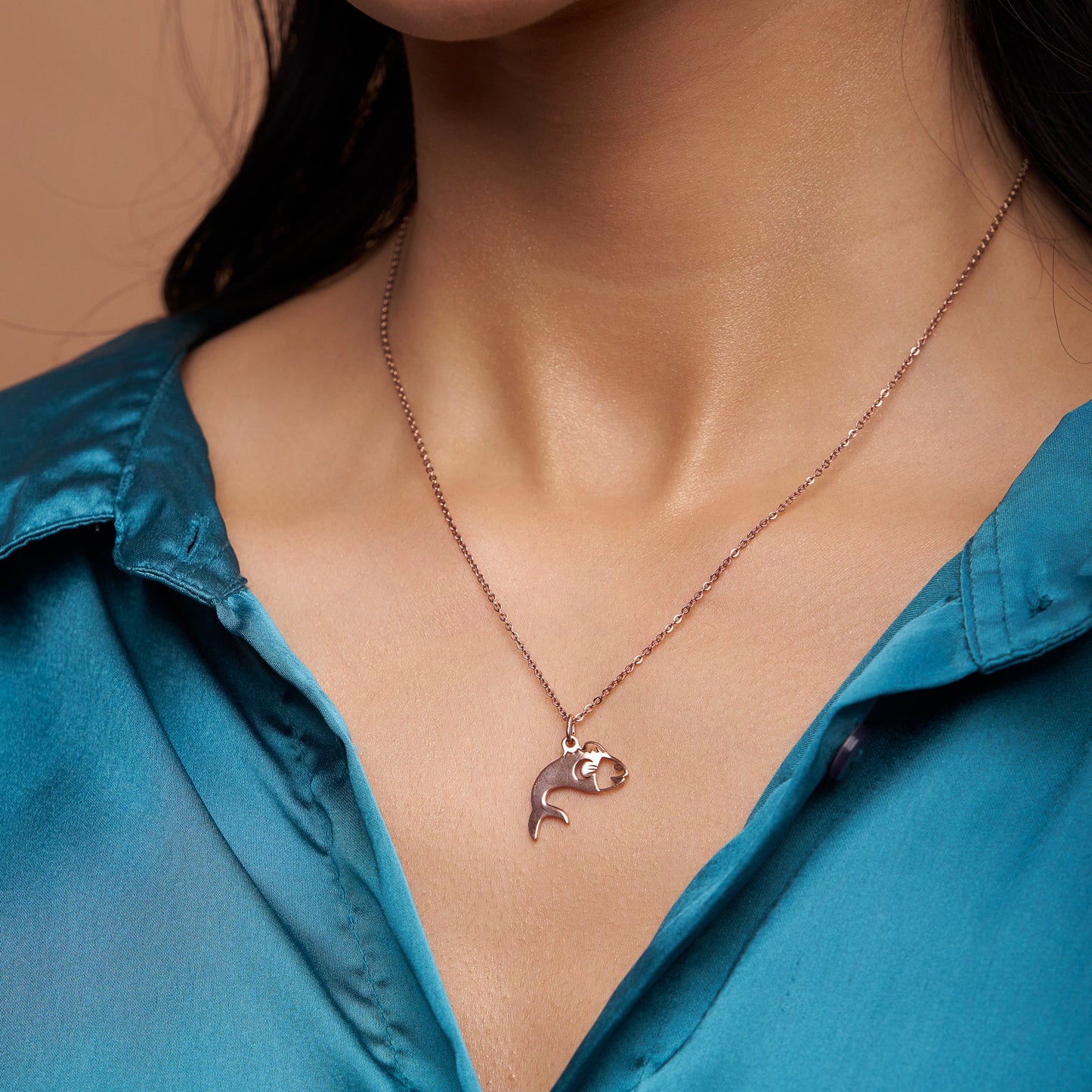 Silver Fish Charm Necklace
