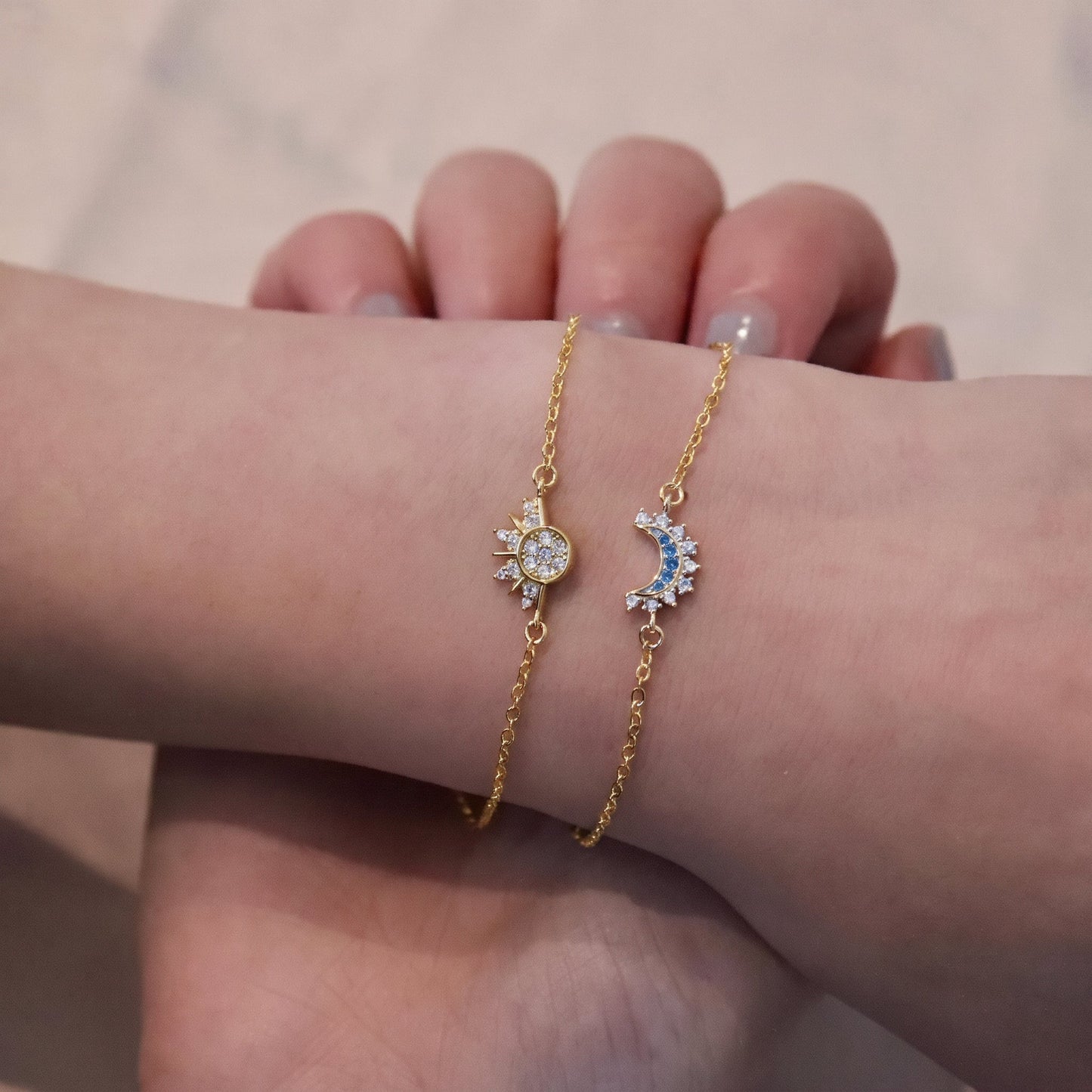 Sun and Moon Evil Eye Bracelet Set