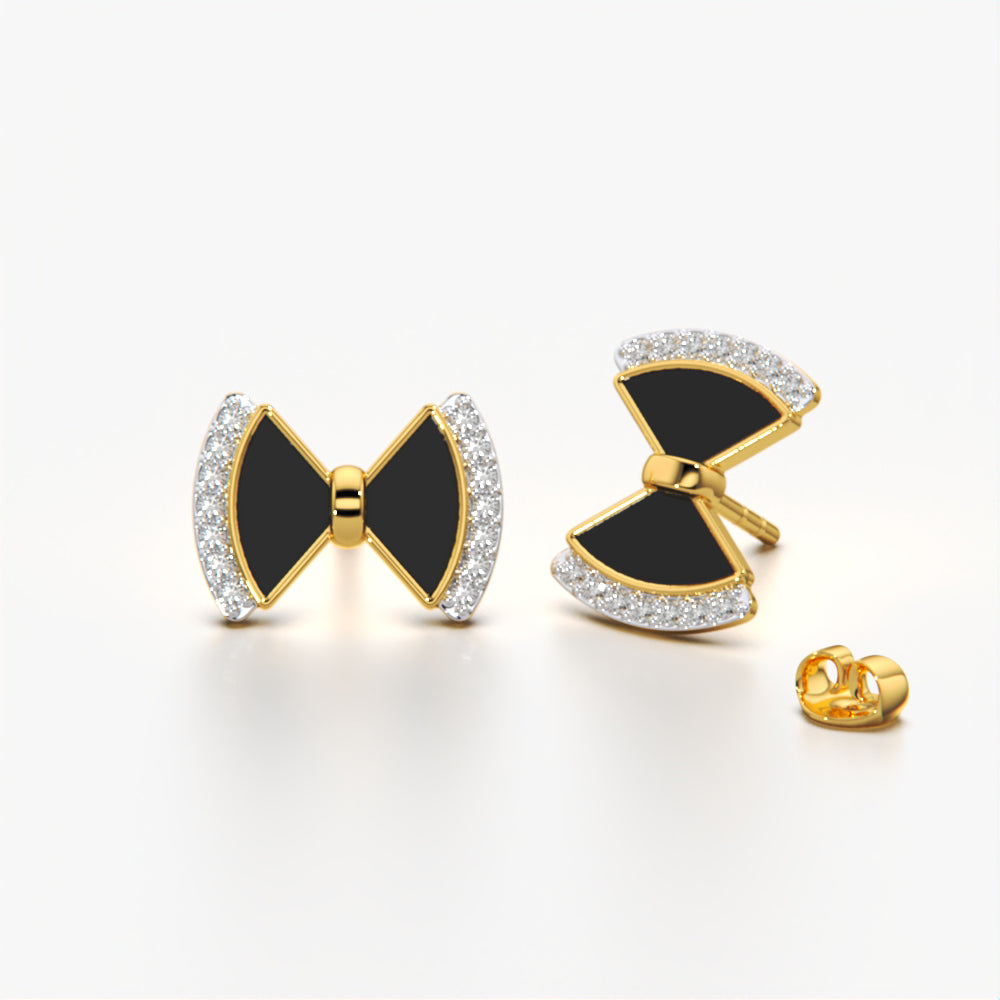 Black Enamel Bow Earrings