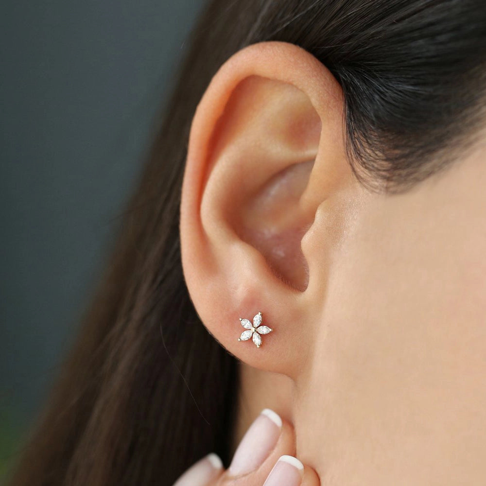 Floral Diamond Stud Earrings