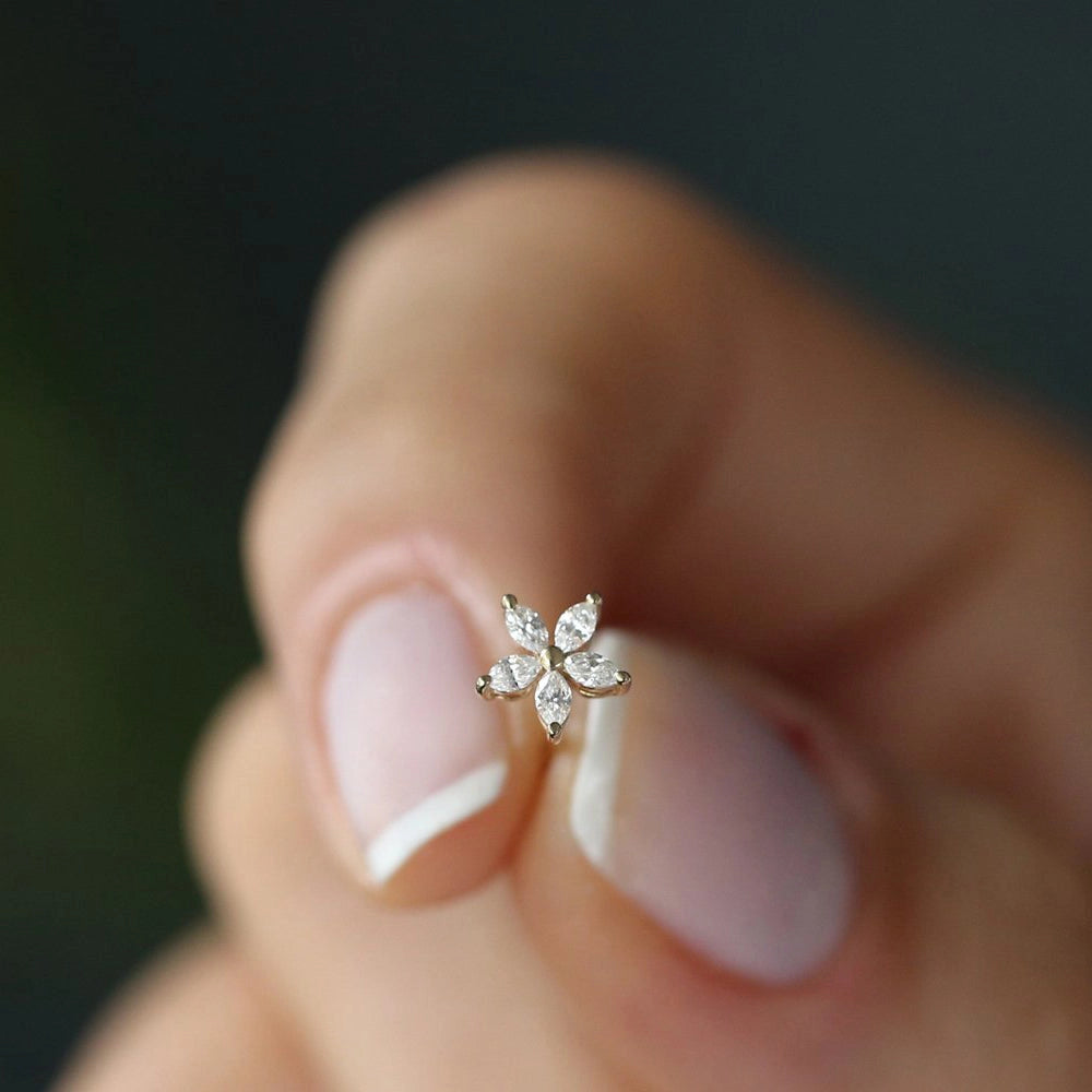 Floral Diamond Stud Earring
