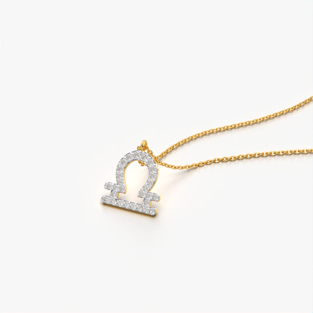 Diamond Libra Zodiac Necklace