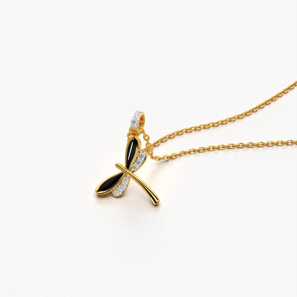 Enamel Winged Dragonfly Necklace