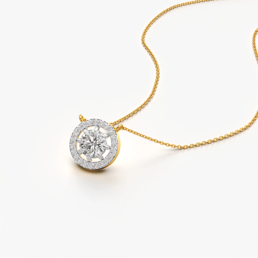 Round Cut Halo Necklace
