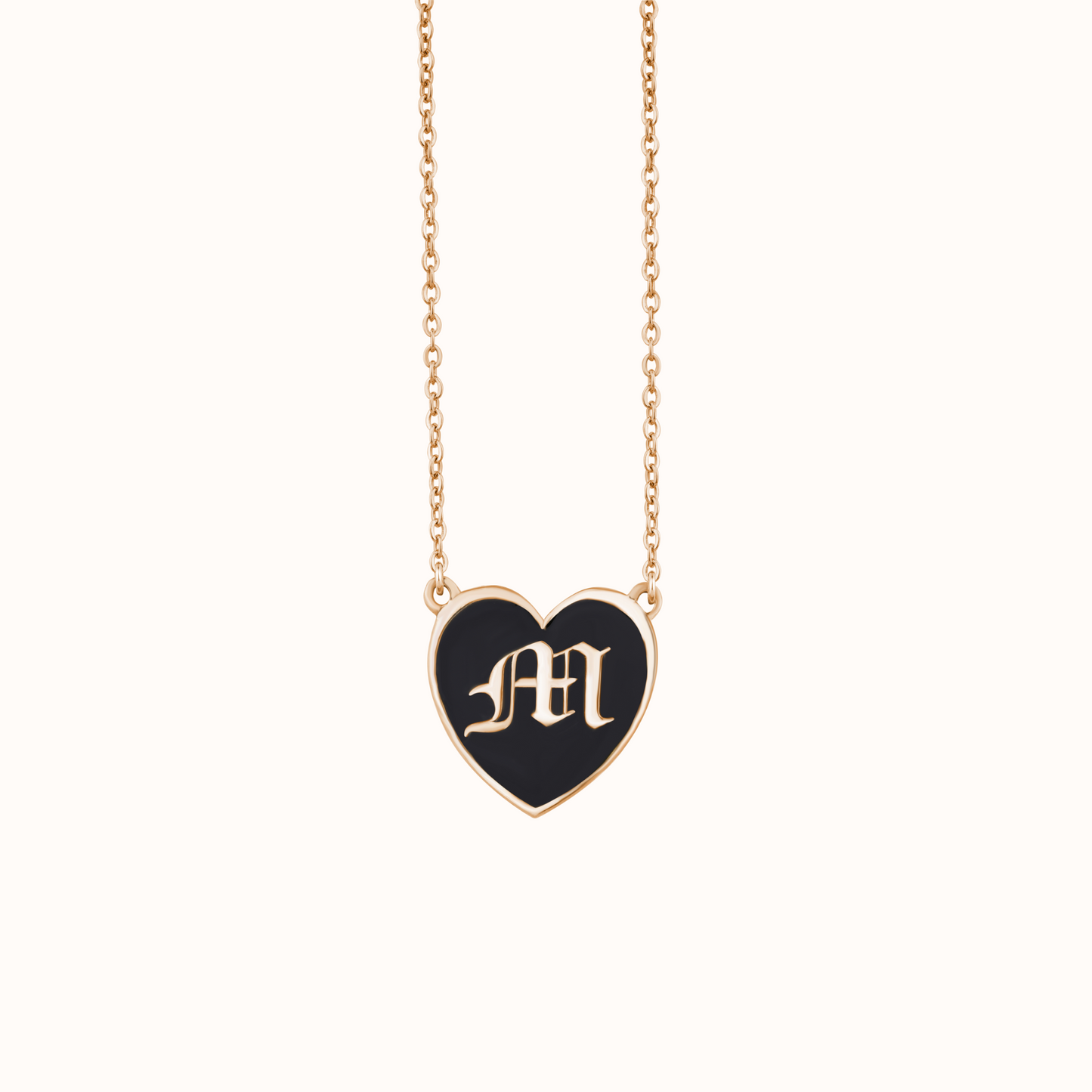 Gothic Initial Heart Necklace