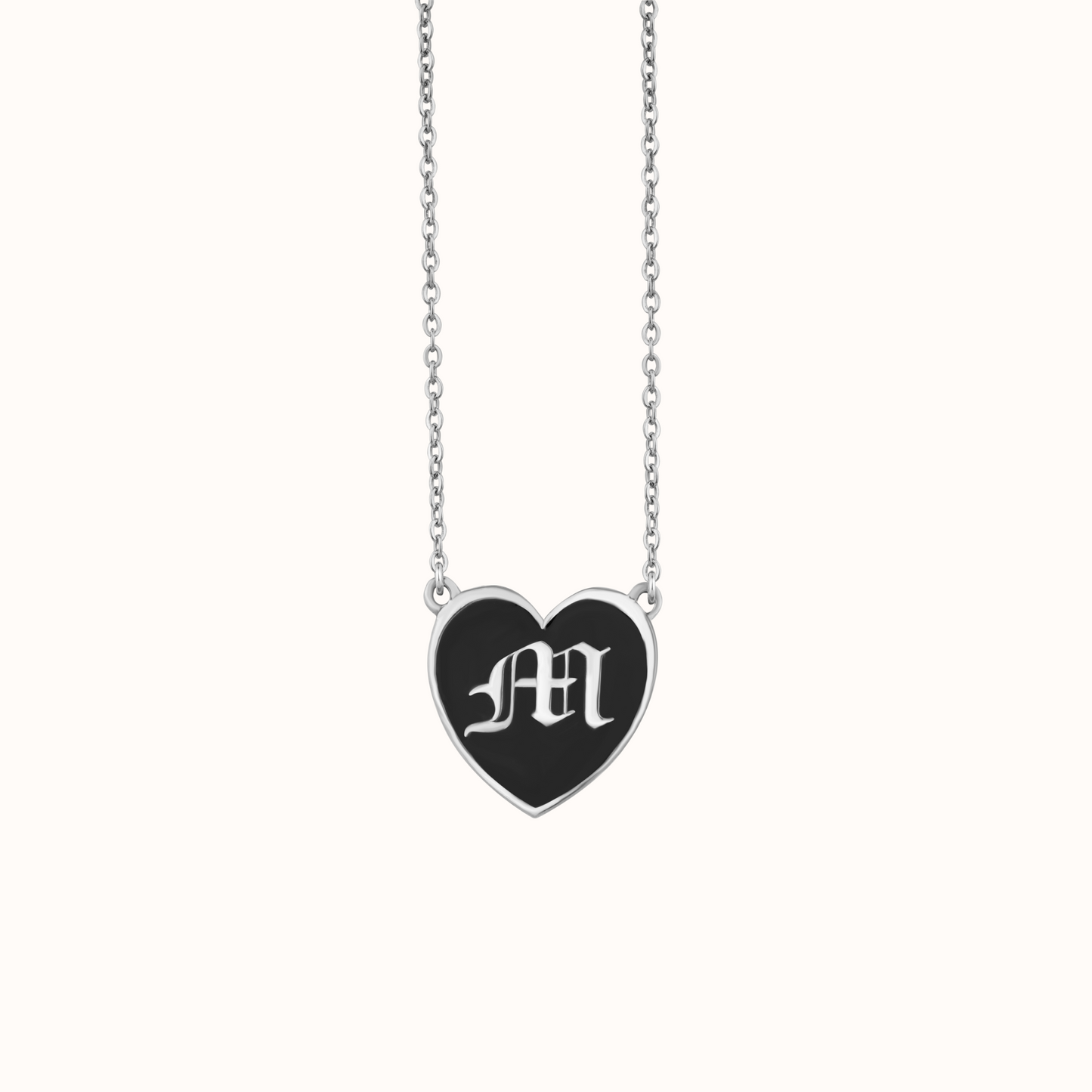 Gothic Initial Heart Necklace