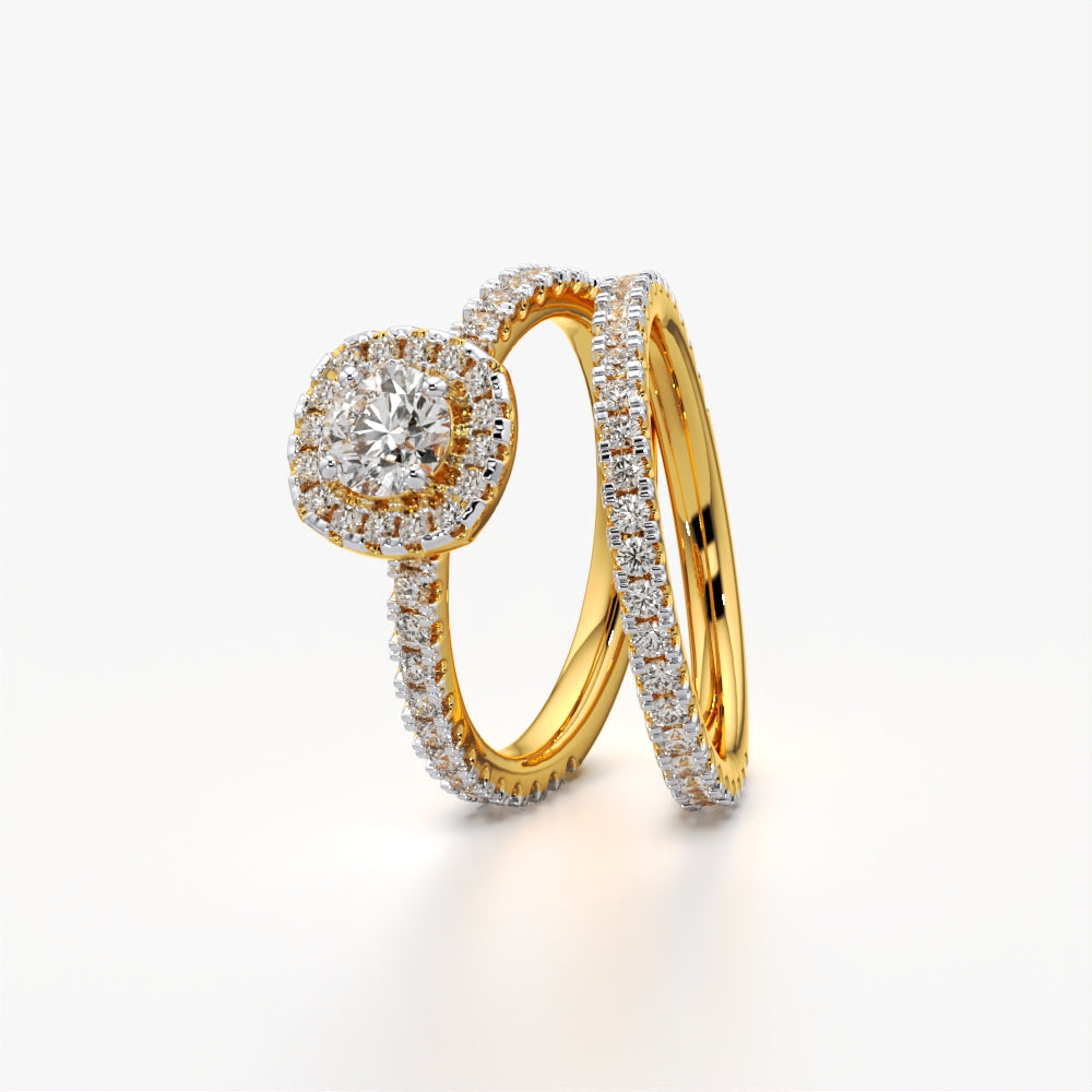 Round Halo Setting Ring Set