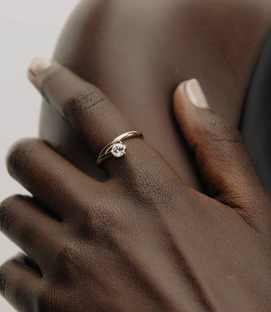 Offset Solitaire Ring