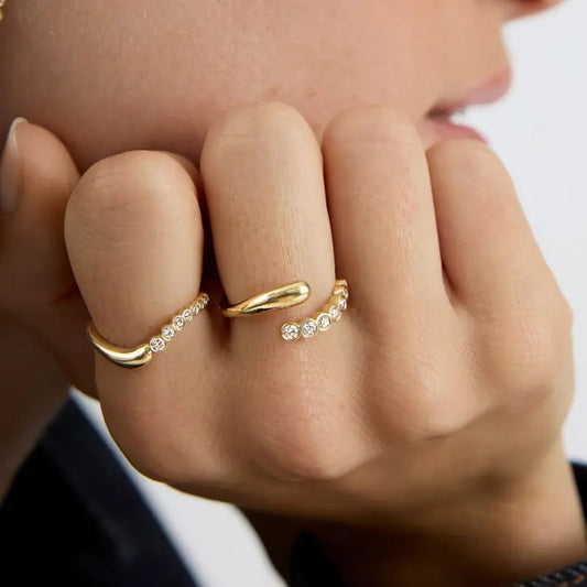 Sparkling Open Curve Ring