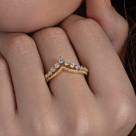 Double Line Chevron Ring