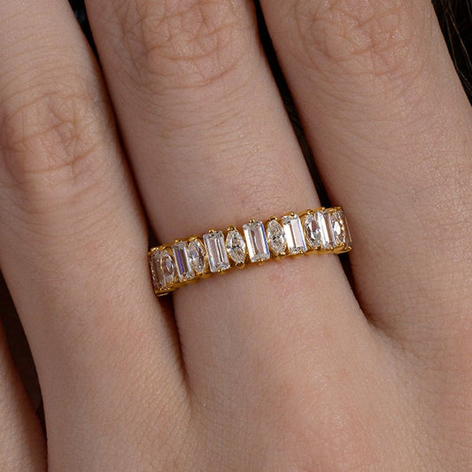 Sparkling Baguette Marquise Wedding Band