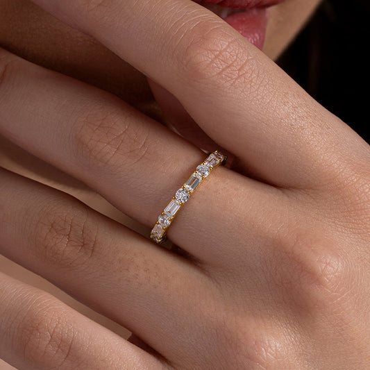 Elegant 18K Gold Vermeil Diamond Band