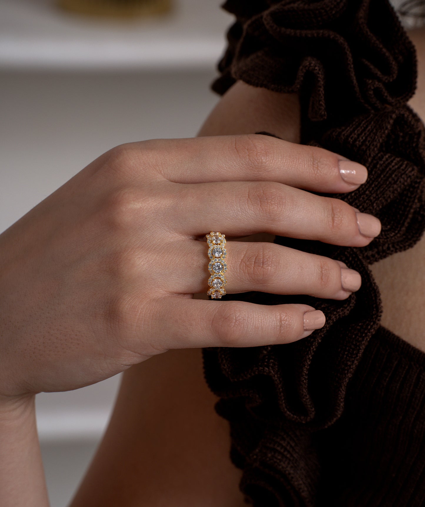 Round Halo Eternity Band