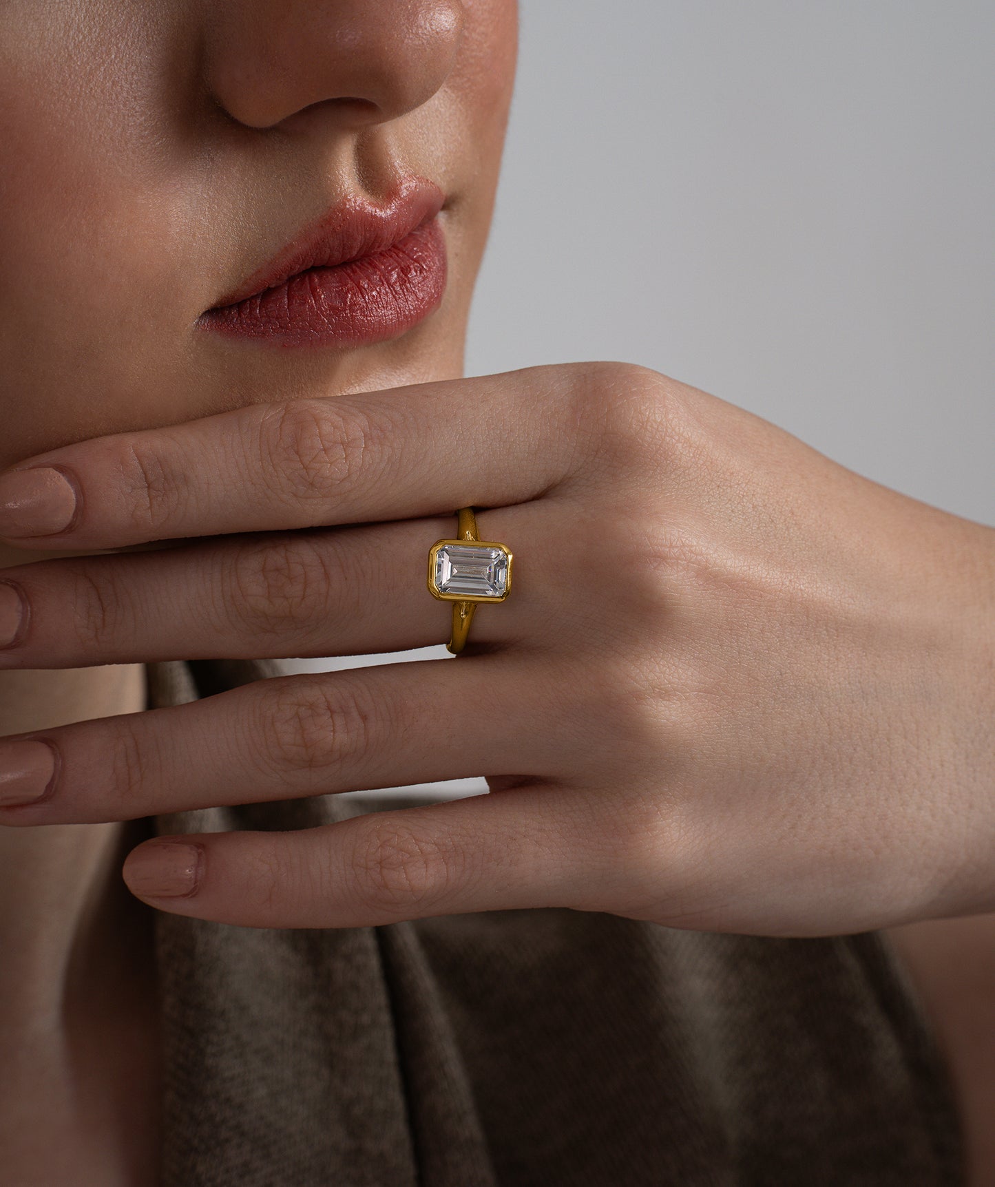 Emerald Cut Bezel Solitaire Ring