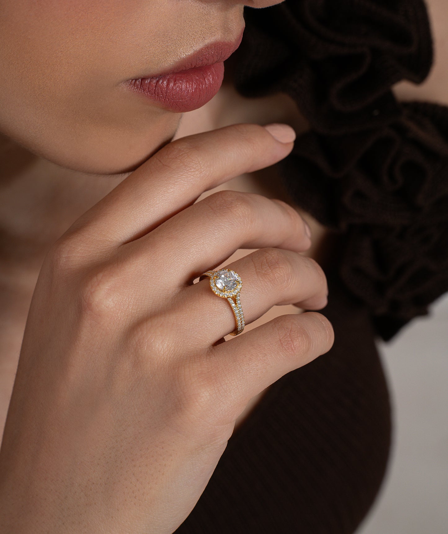 Classic Round Halo Split Shank Ring