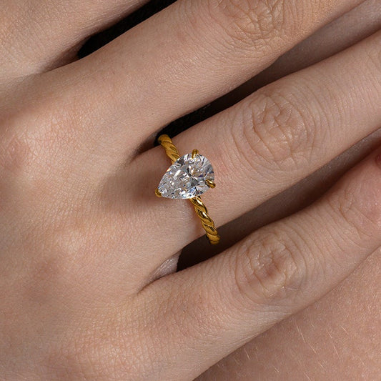 Twisted Pear Diamond Ring