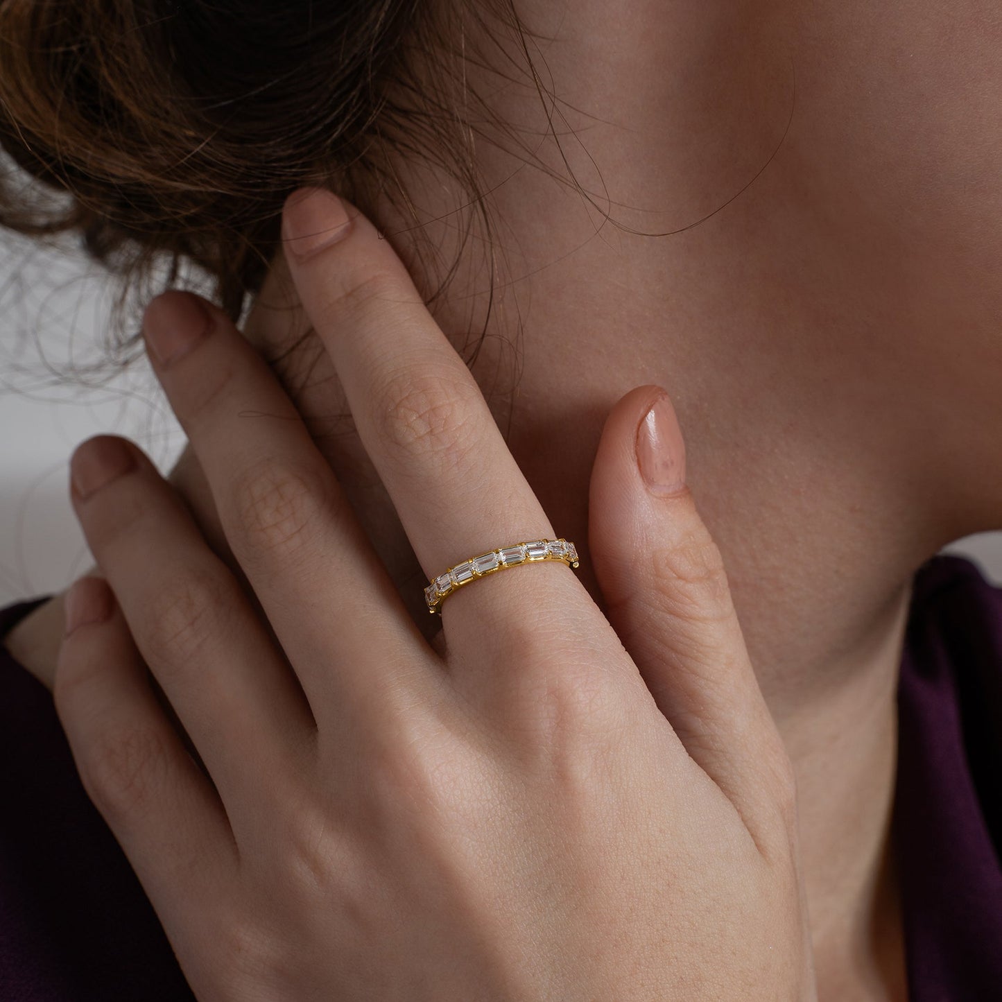 18K Gold Vermeil Emerald-Cut Eternity Band