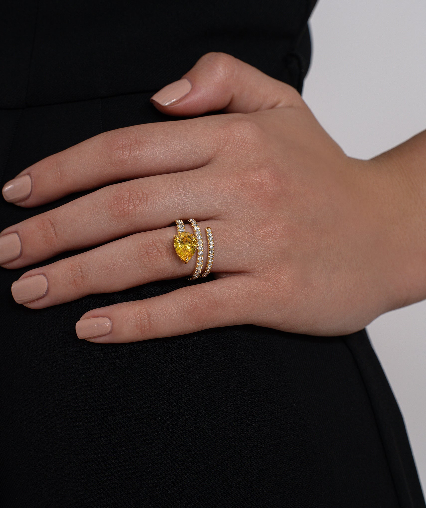 Pear Yellow Diamond Ring