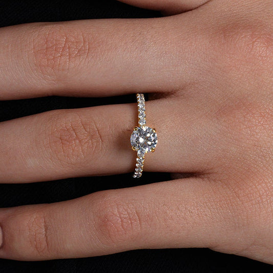 Modern Classic Round Diamond Solitaire on Pavé Band