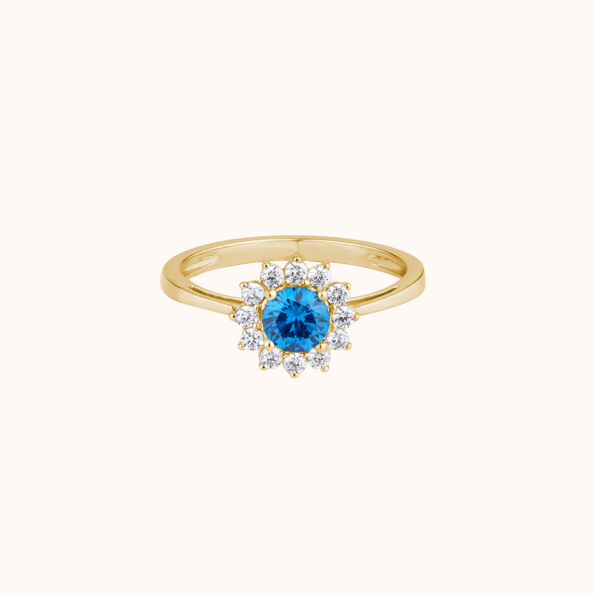 Luxurious Blue Diamond Halo Ring - KYMEE