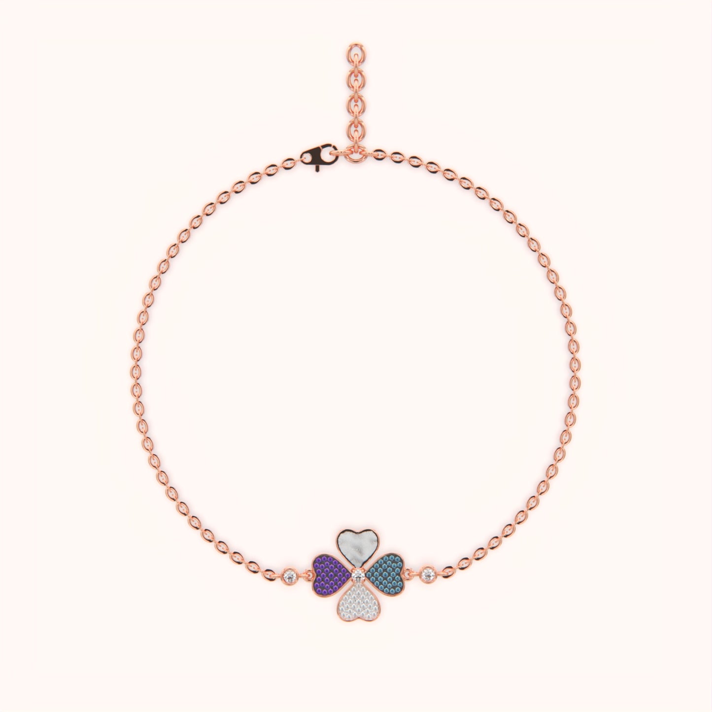 Colorful Clover Silver Bracelet