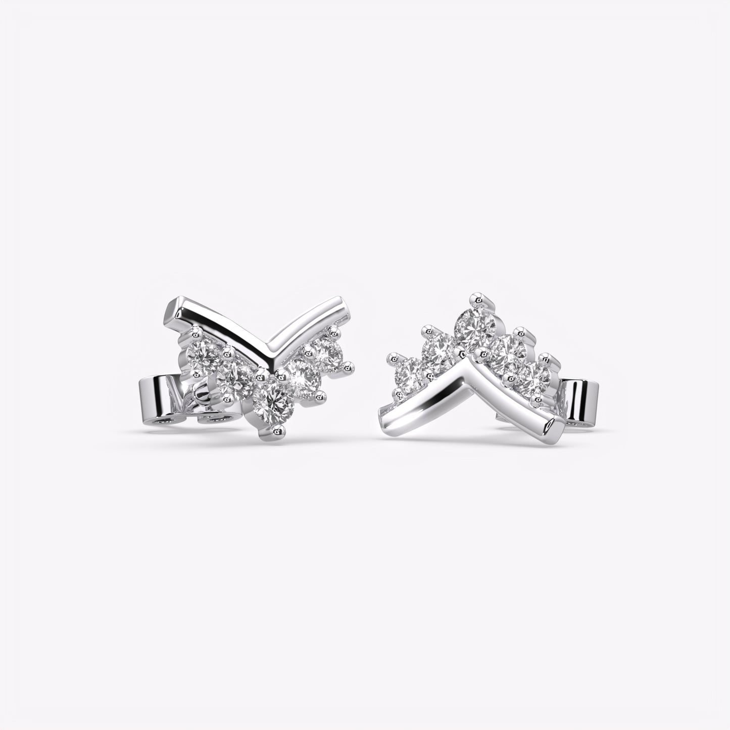 Silver Elegant V-Line Studs