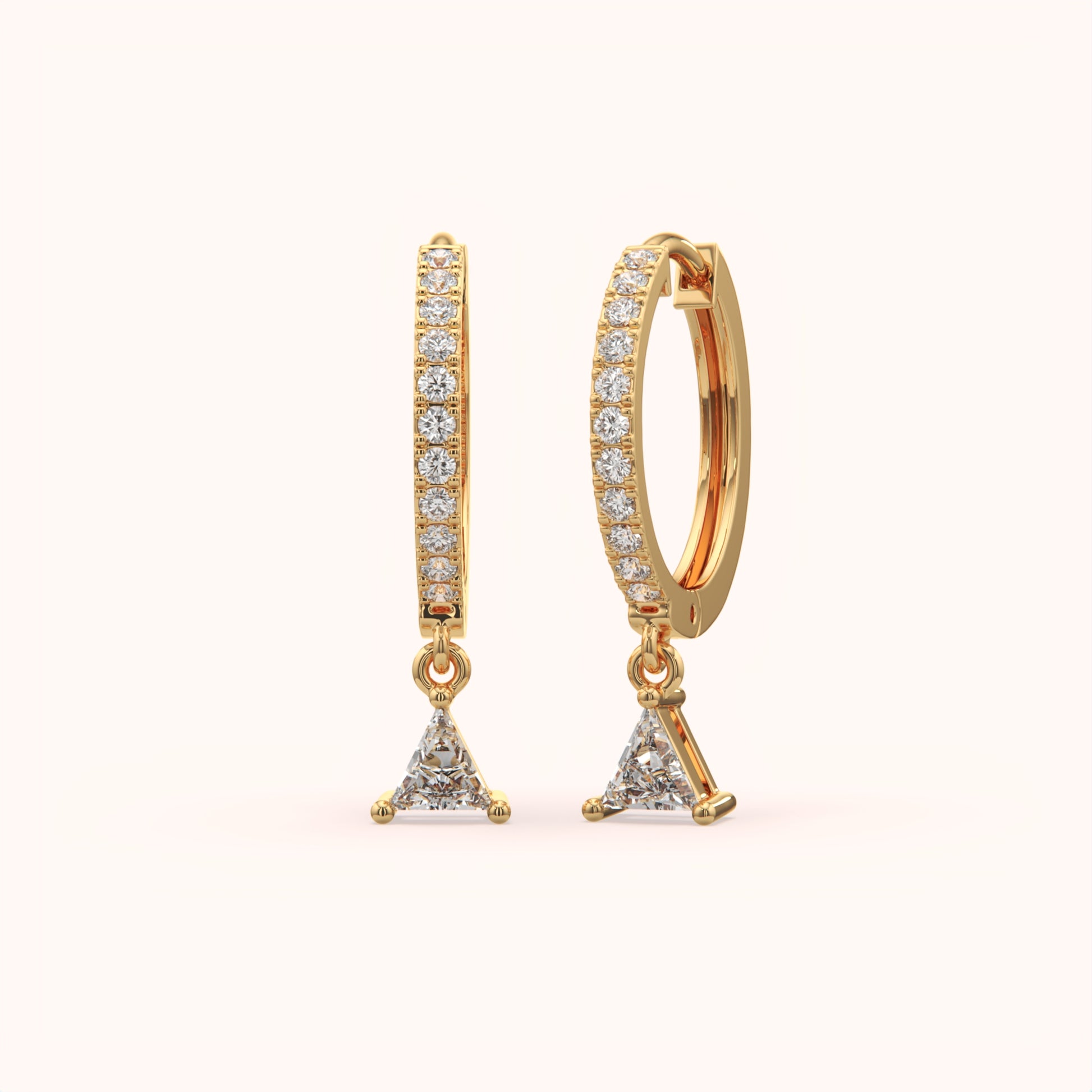Triangle & Round Diamond Dangle Earring - KYMEE
