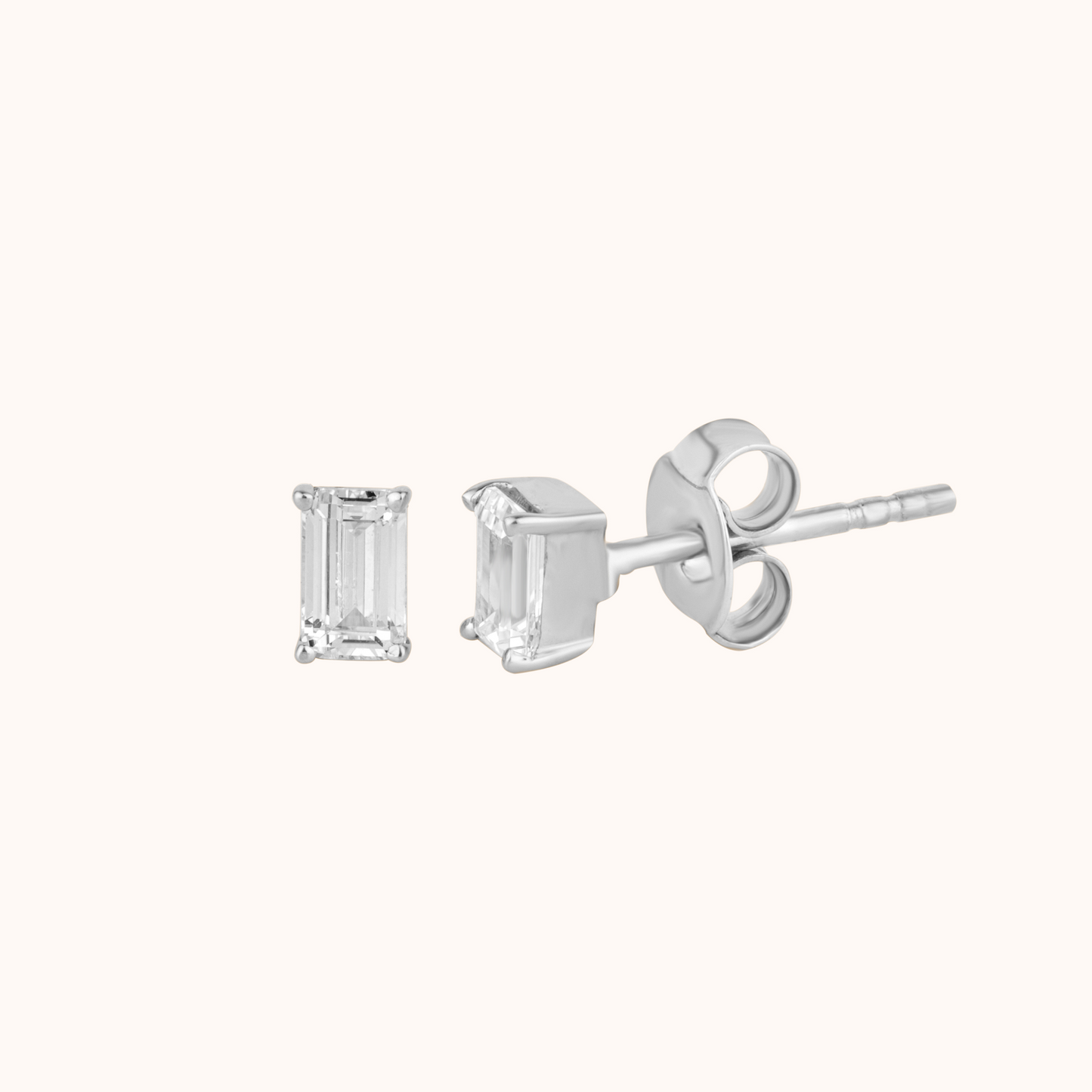 Emerald-Cut Sparkle Stud